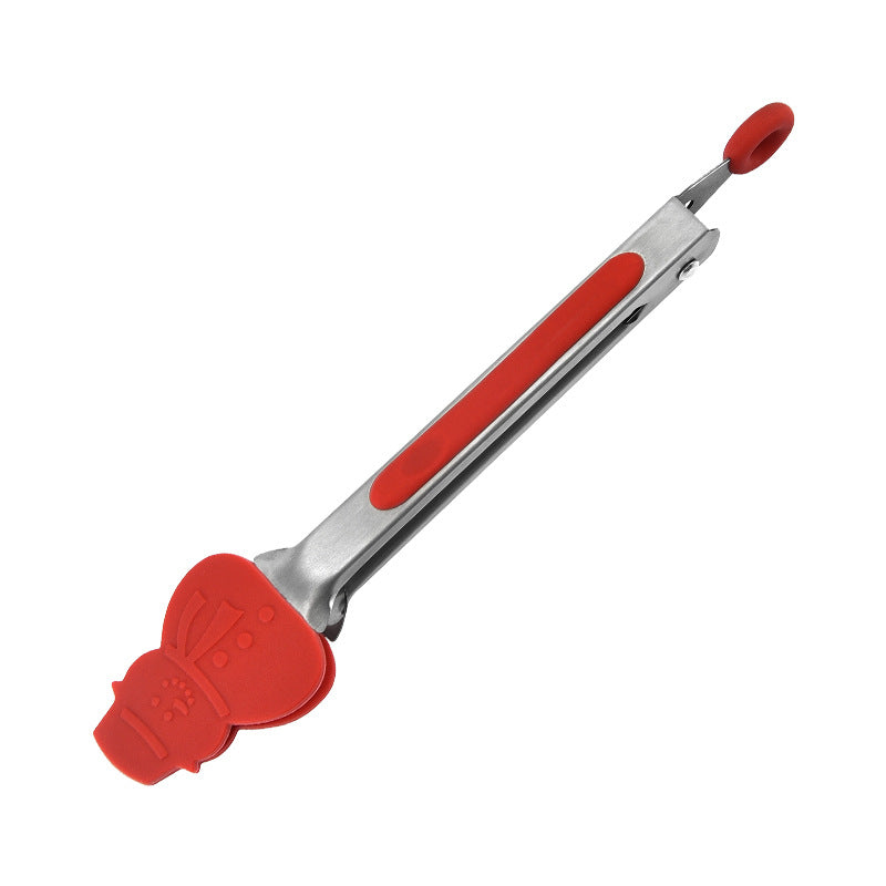 Wholesale Silicone Stainless Steel Food Clips Kitchen Utensils Barbecue Clips